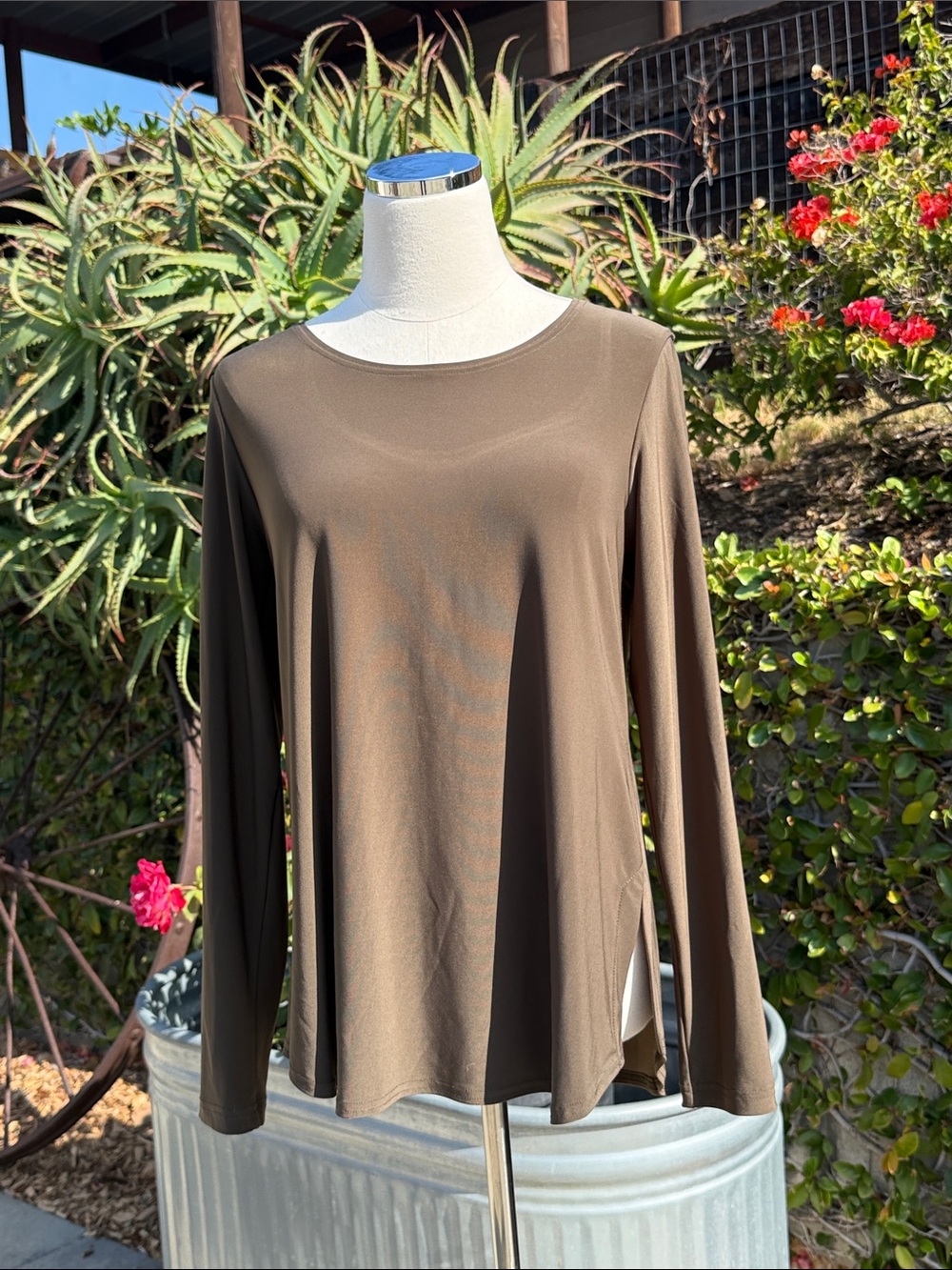 Sympli olive flowy lagenlook top